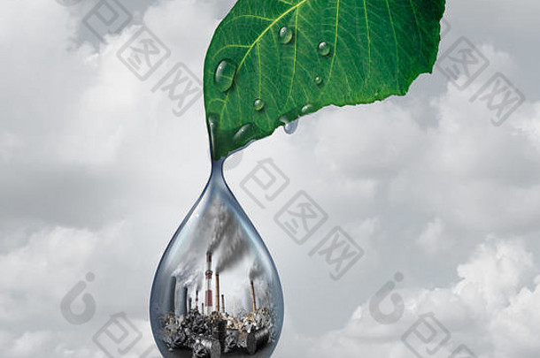 环境行业影响气候改变概念有毒发射工厂吸烟烟囱塔污染水空气全球