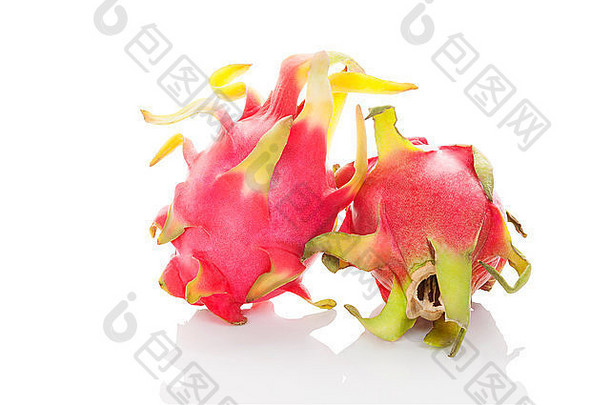 成熟的龙水果孤立的白色背景热带水果火龙果概念健康的吃