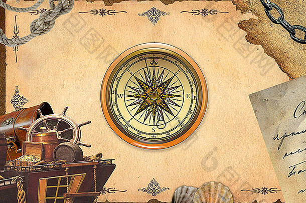 海盗珍宝复古的指南针