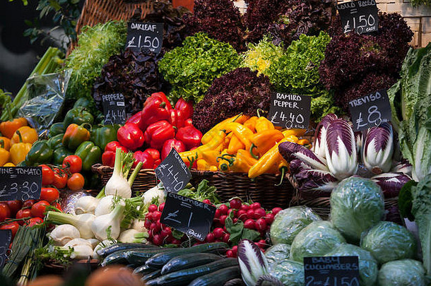 伦敦英格兰12月类型蔬菜区市场伦敦