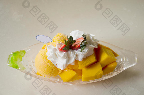 芒果奶酪彬淑剃冰水果wipcream餐厅马来西亚