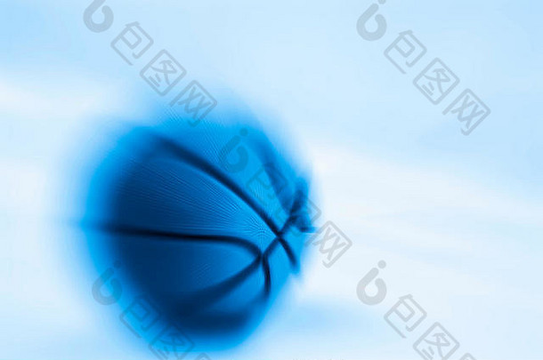 模糊变焦篮球球蓝色的背景