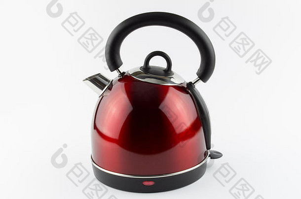 美丽的设计光滑的红色的现代电水锅炉厨房水壶孤立的白色背景