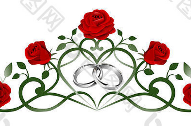 装饰用银环红色的玫瑰
