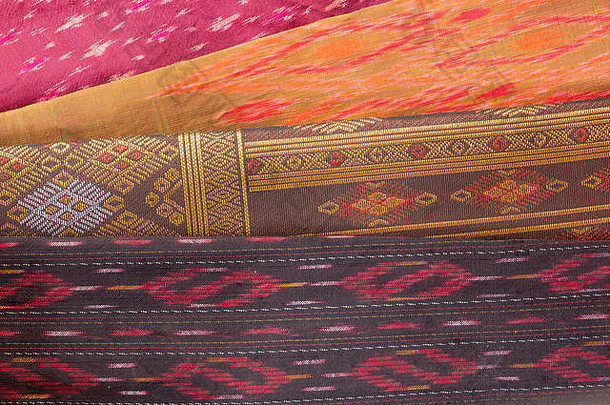 泰国丝绸模式手使泰国纺织风格