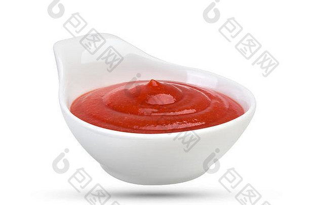 碗番茄番茄酱孤立的白色