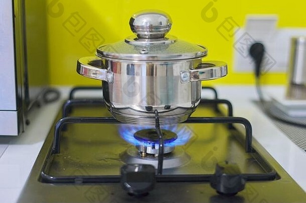 金属锅沸腾食物气体燃烧器