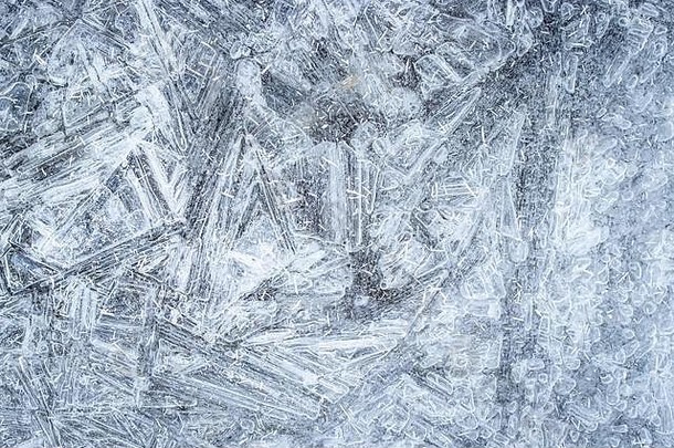 纹理冰冬天摘要背景霜设计拍摄特写镜头融化冻结流晚些时候秋天早期撒