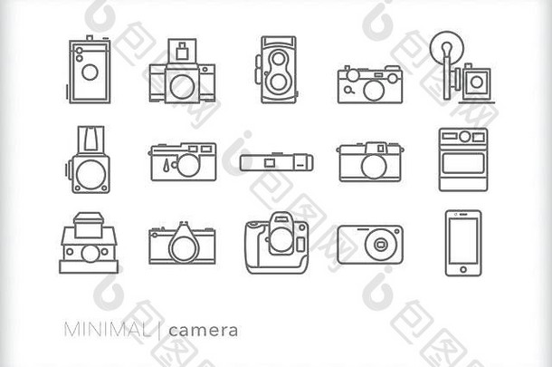 集相机行图标媒介格式单反数码单反相机即时聪明的电话相机
