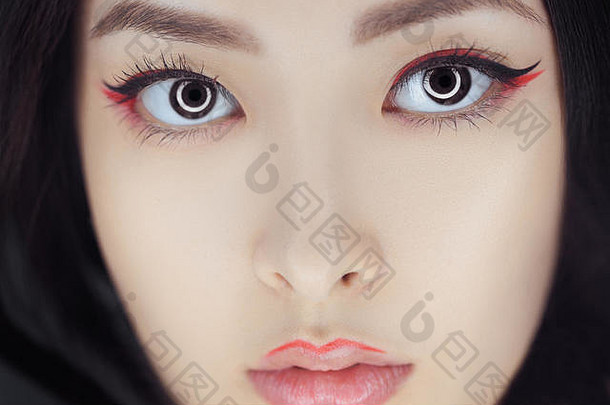 亚洲美女人有创意的化妆特写镜头肖像
