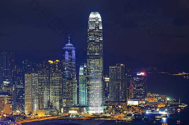 在香港香港岛晚上现代城市