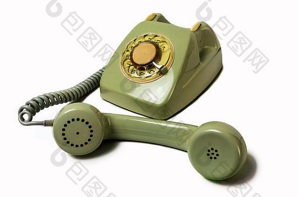 古董电话接收机孤立的白色背景
