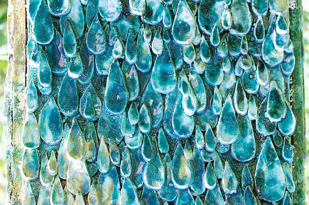 摘要背景陶瓷上釉表面形式水滴雨滴蓝色的青色纹理结构背景壁纸建筑