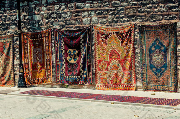 传统的土耳其手使地毯地毯