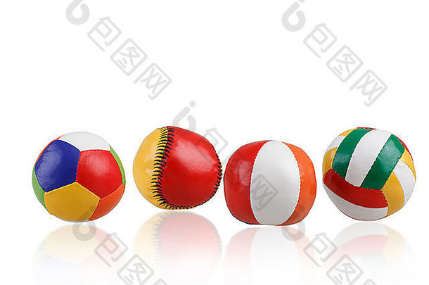 色彩斑斓的玩具球孤立的白色<strong>背景</strong>