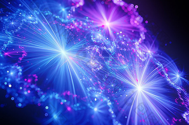 神奇的闪亮的发光的星星空间射线电脑生成的摘要分形背景