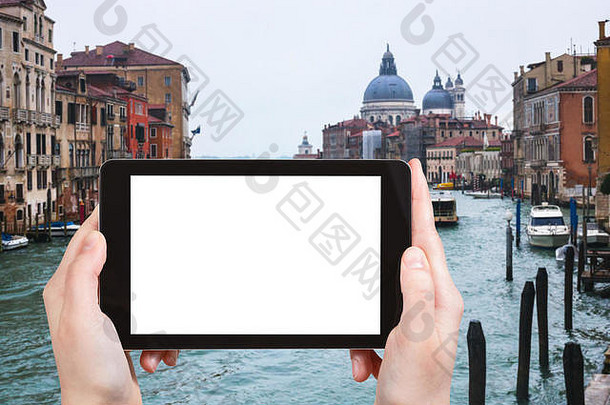 旅行概念<strong>旅游照片</strong>威尼斯城市景观平板电脑减少屏幕空白的地方广告意大利