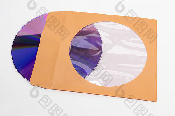 Dvd紧凑的阀瓣坚持橙色纸信封皮瓣涂层轮洞内容内部剪裁路径