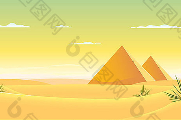 插图埃及金字塔内部沙漠景观