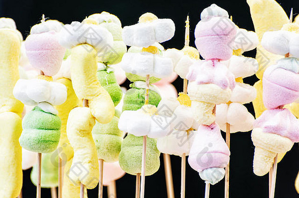 泡沫糖果木棒甜品场景充满活力的颜色甜蜜的高兴的是