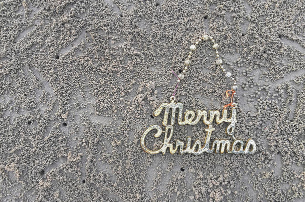 圣诞节链贝尔丝带装饰桑迪海滩