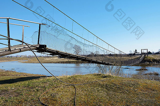 暂停行人桥河chebula村verkh-chebula克麦罗沃地区西伯利亚俄罗斯