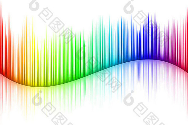 色彩斑斓的声音波形可编辑的白色