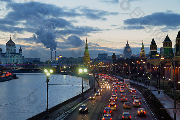 俄罗斯莫斯科城市视图日落