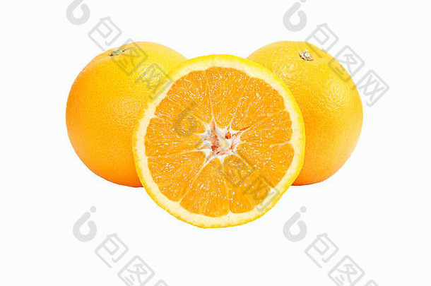 橙色白色背景健康的水果