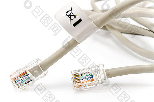 网络局域网电缆孤立的白色