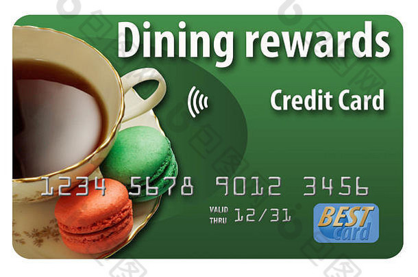 餐厅奖励信贷卡孤立的白色背景