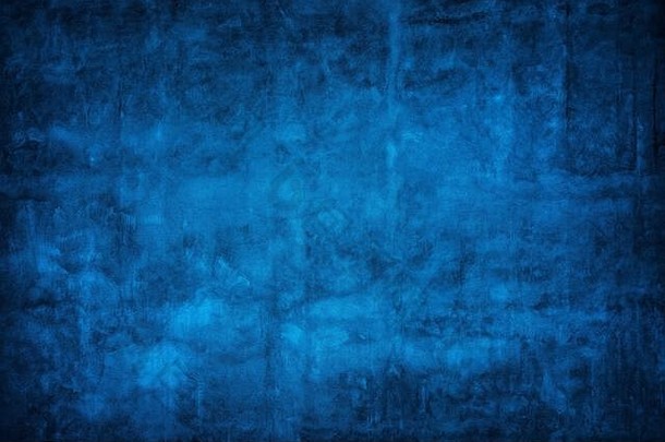 蓝色的墙背景深黑色的垃圾边境古董纹理设计