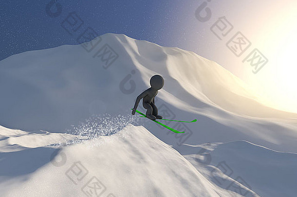 渲染摘要空中滑雪跳