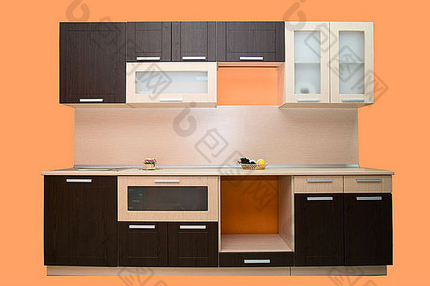 现代厨房橙色背景