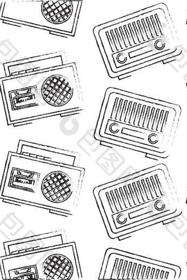 古董广播立体声扬声器立体声盒式磁带复古的经典模式