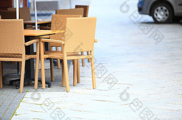 户外餐厅开放空气咖啡馆椅子表格