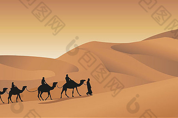 背景插图骆驼商队