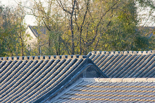 中国北京的胡同屋顶