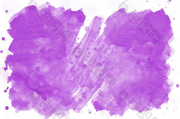 水彩背景对比点明亮的紫色的油漆摘要图像画水彩油漆白色纸风景优美的艺术抽象