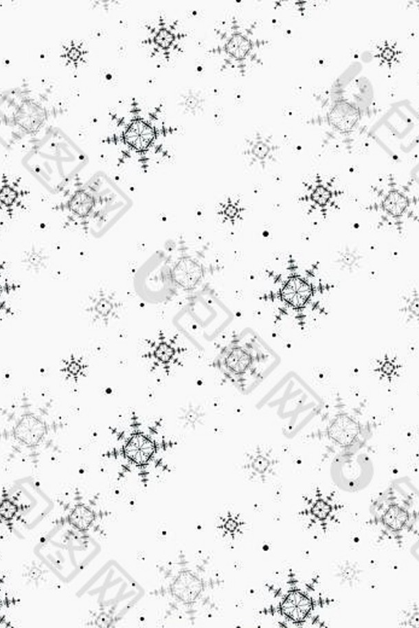 圣诞无缝图案，雪花白色背景eps10