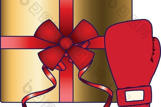 优雅的礼物盒子红色的拳击手套图标