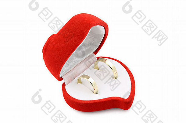 婚礼环心形状的盒子