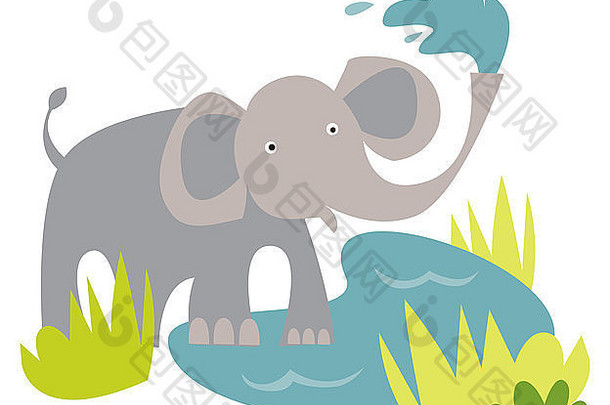 大象喷水示意图