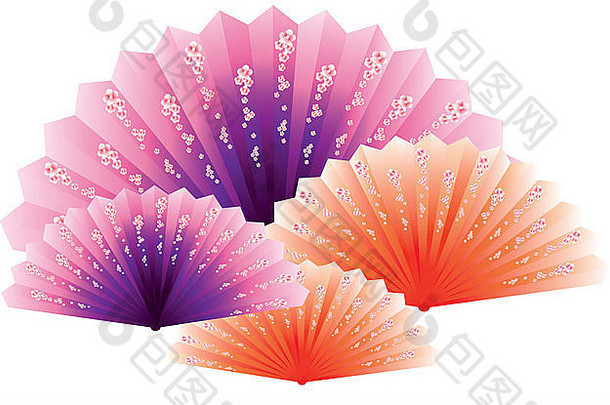 色彩斑斓的中国人折叠风扇