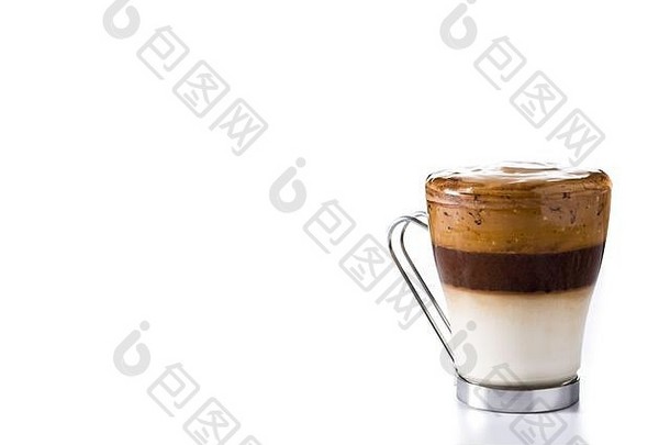 奶油冰达尔戈纳咖啡孤立的白色背景复制空间