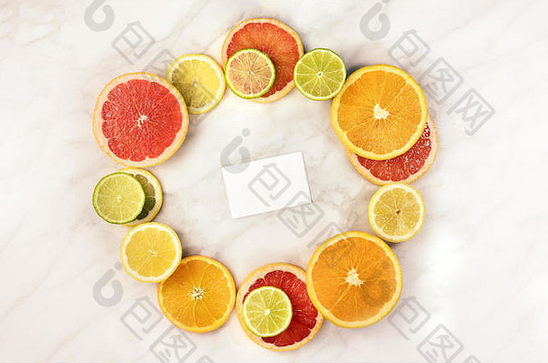 充满活力的柑橘类水果业务卡Copyspace