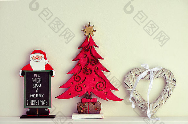 黑板形状圣诞老人老人文本快乐圣诞节乡村木圣诞节树锈