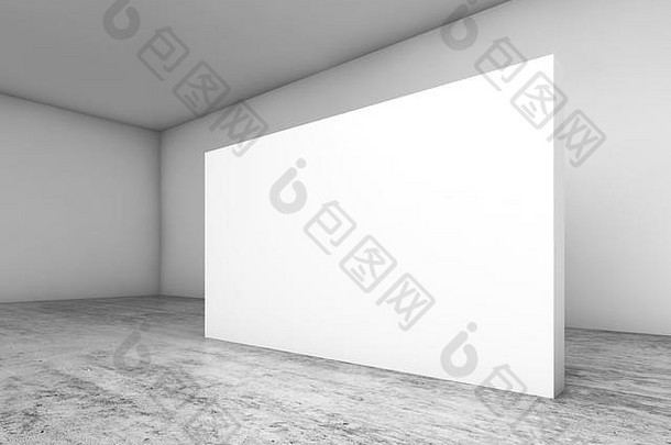 摘要空白色室内背景空白横幅站混凝土地板上当代体系结构设计插图