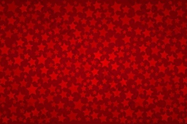 不同大小的红色恒星的抽象背景。