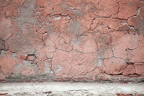 老风化红色混凝土墙体结构